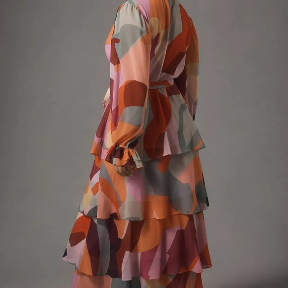 Hutch Geometric Print V-neck Tiered Wrap Maxi Dress - Picture 6 of 6